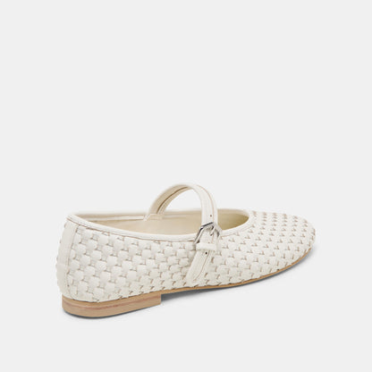 Dolce Vita Roslyn True White Woven Leather Ballet Flats