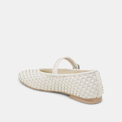 Dolce Vita Roslyn True White Woven Leather Ballet Flats