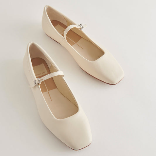 Dolce Vita Reyes Wide Ballet Flats Ivory Leather