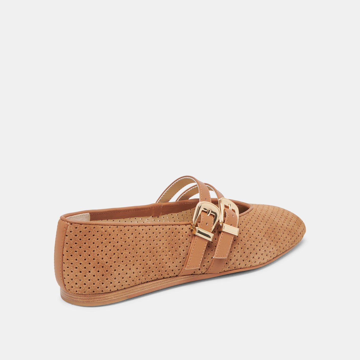 Dolce Vita Baylee Wide Pecan Perforated Suede Ballet Flats