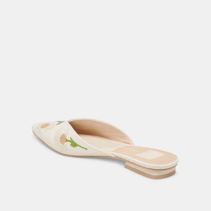 Dolce Vita ELM FLATS WHITE FLORAL RAFFIA