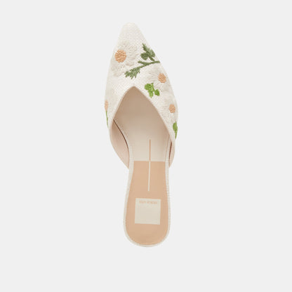 Dolce Vita ELM FLATS WHITE FLORAL RAFFIA
