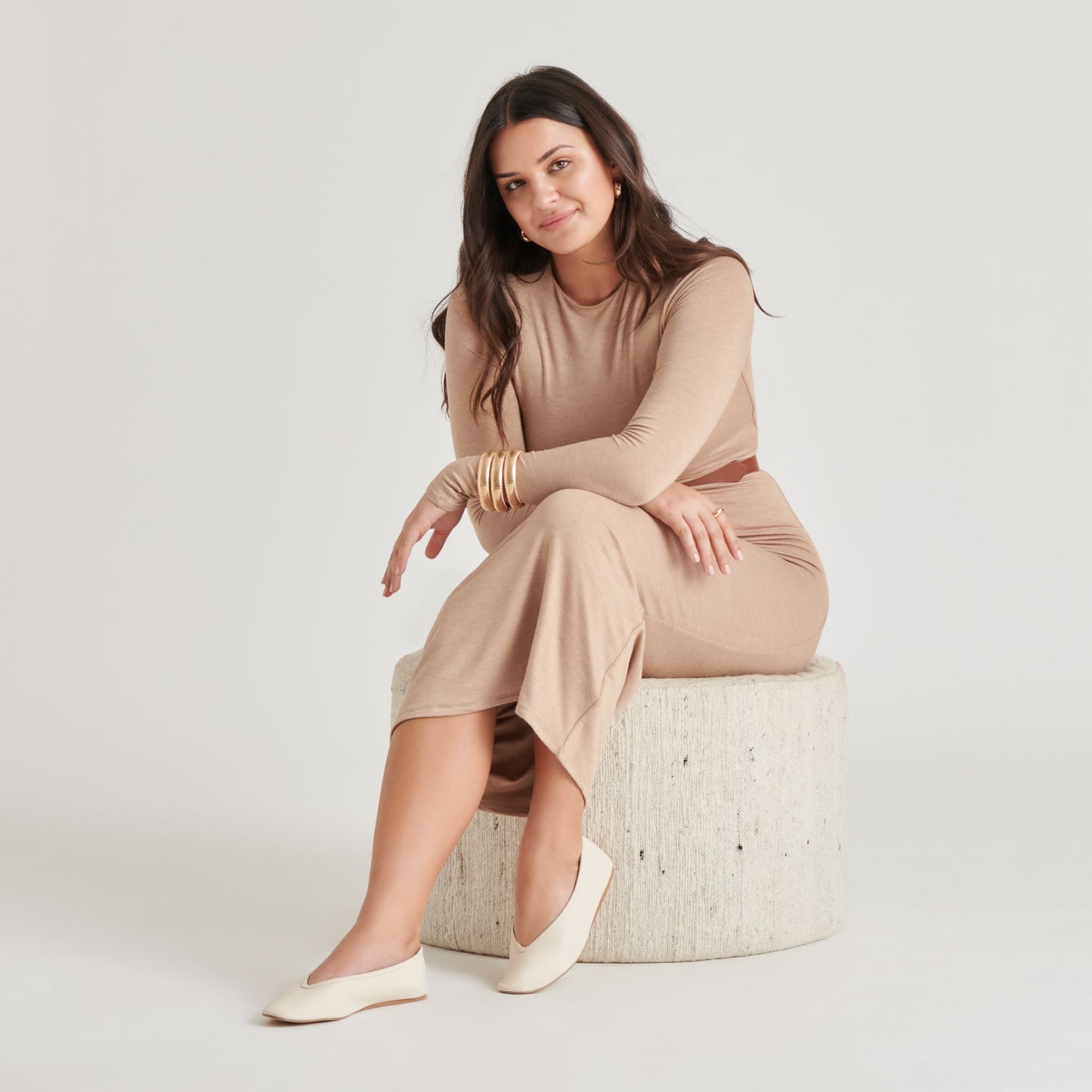 Dolce Vita Braidy Ivory Leather Ballet Flats
