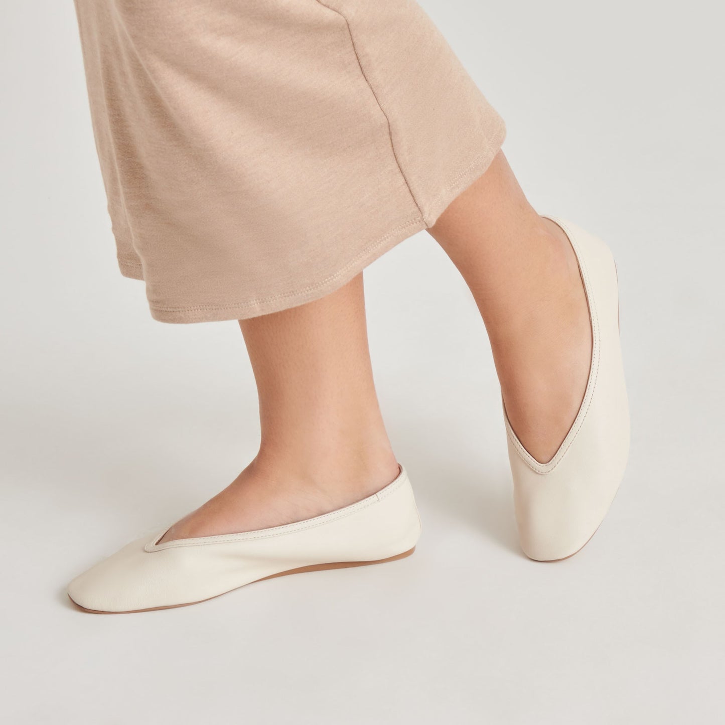 Dolce Vita Braidy Ivory Leather Ballet Flats