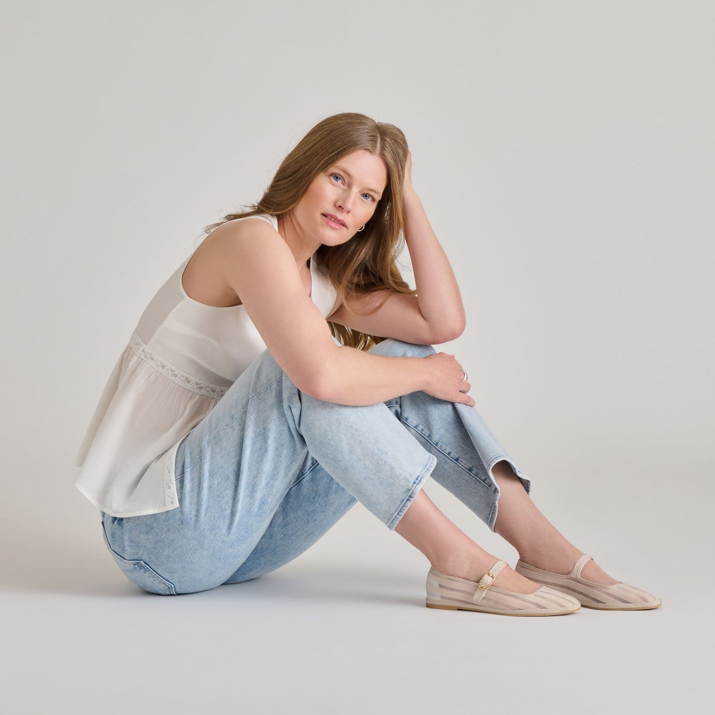 Dolce Vita TAMEKA BALLET FLATS BONE STRIPE MESH