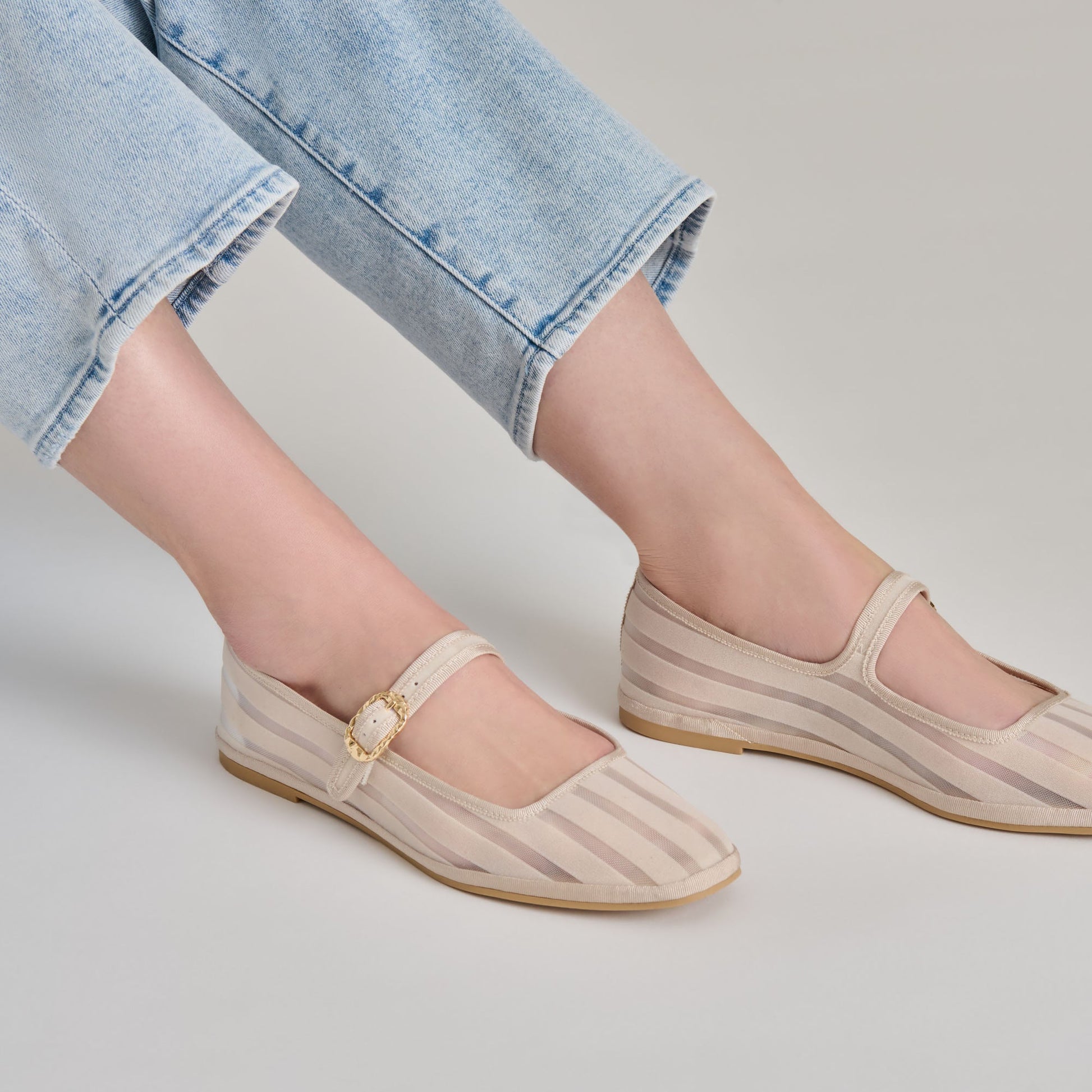 Dolce Vita TAMEKA BALLET FLATS BONE STRIPE MESH
