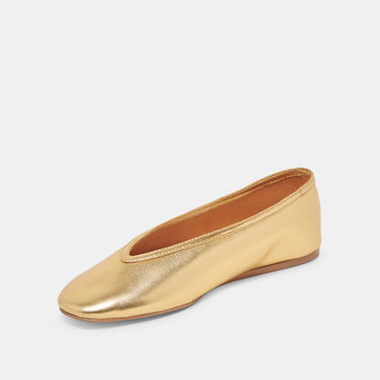 Dolce Vita Braidy Gold Metallic Leather Ballet Flats