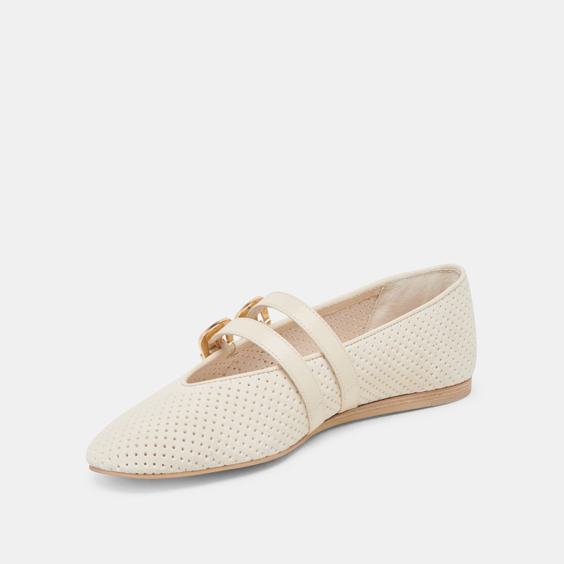 Dolce Vita Baylee Wide Bone Perforated Suede Ballet Flats
