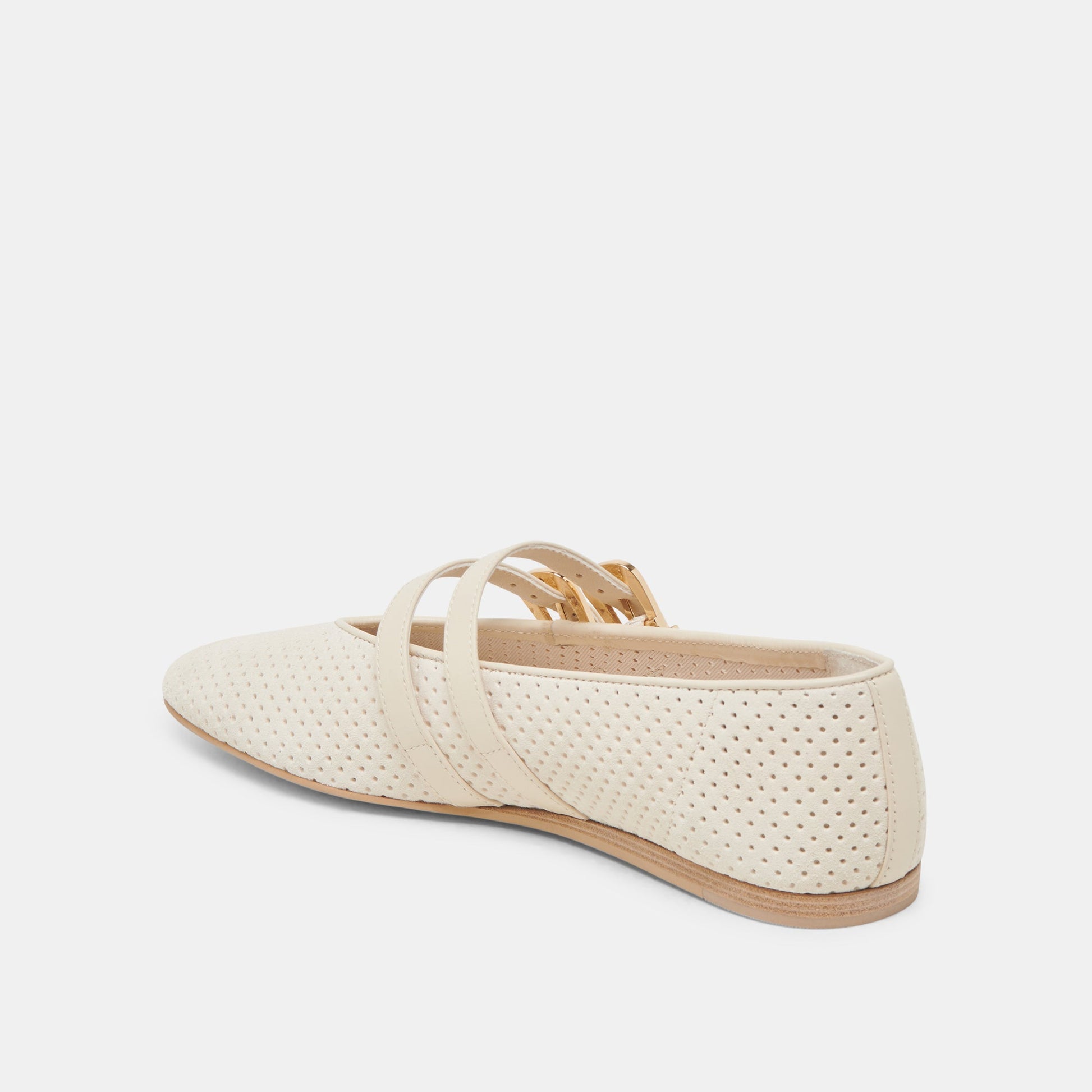 Dolce Vita Baylee Wide Bone Perforated Suede Ballet Flats