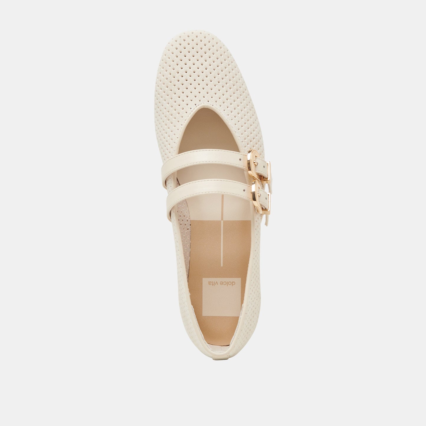 Dolce Vita Baylee Wide Bone Perforated Suede Ballet Flats