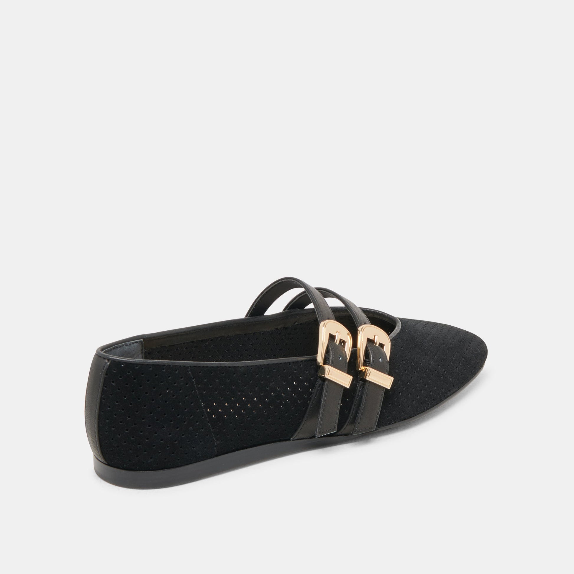 Dolce Vita Baylee Wide Onyx Perforated Suede Ballet Flats