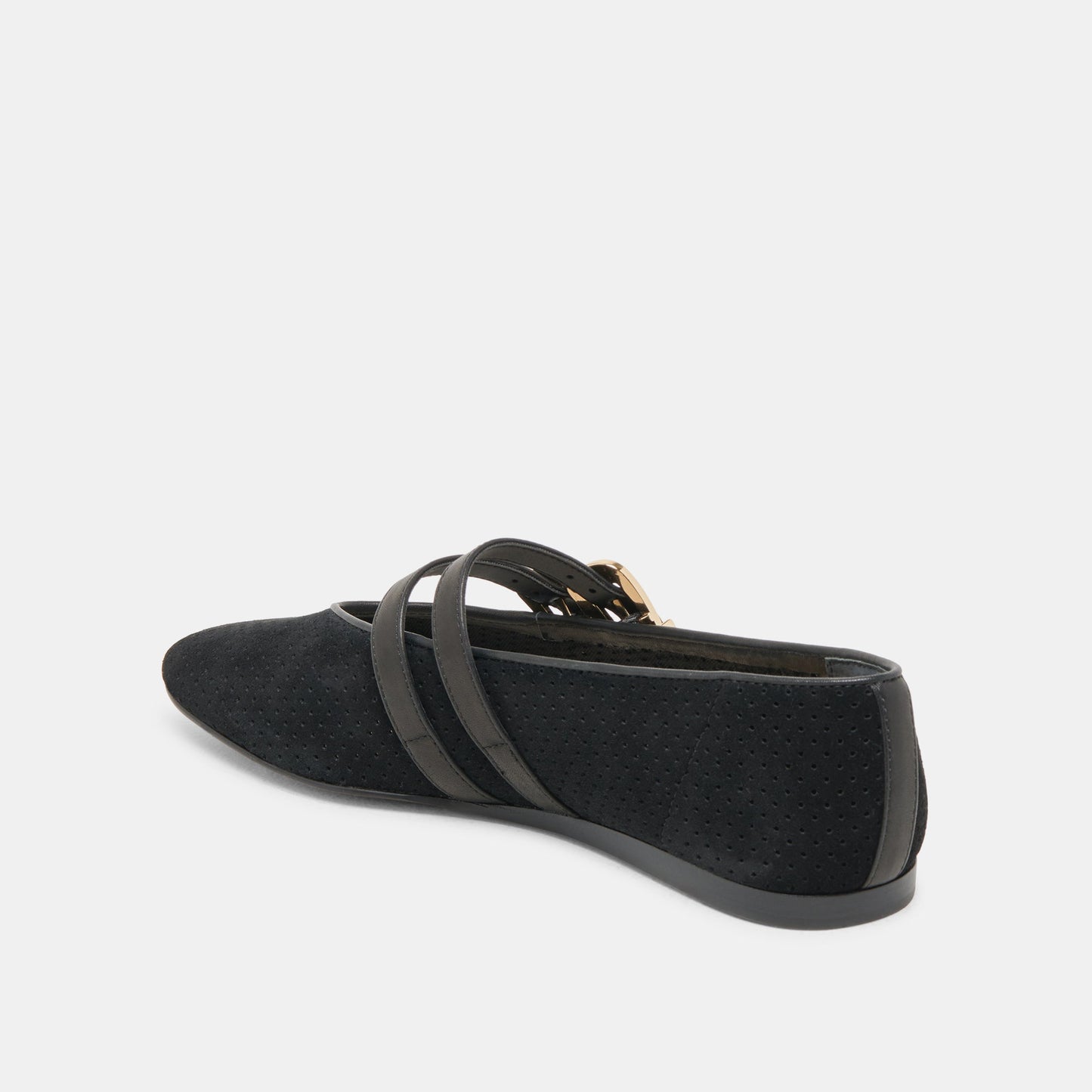 Dolce Vita Baylee Wide Onyx Perforated Suede Ballet Flats