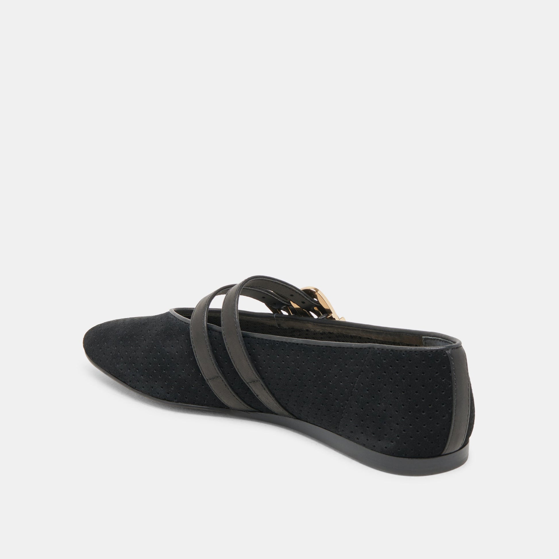 Dolce Vita Baylee Wide Onyx Perforated Suede Ballet Flats