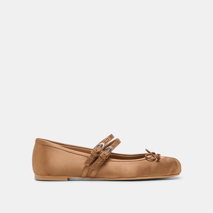 Dolce Vita Gibsen Mid Brown Satin Ballet Flats