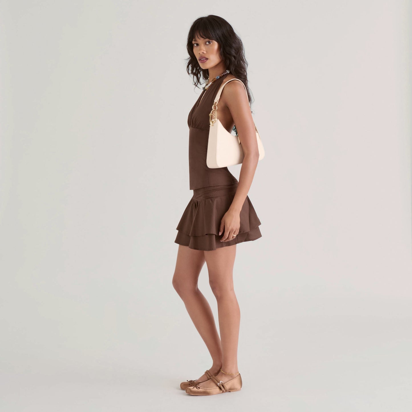 Dolce Vita Gibsen Mid Brown Satin Ballet Flats