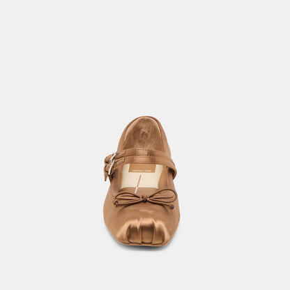 Dolce Vita Gibsen Mid Brown Satin Ballet Flats