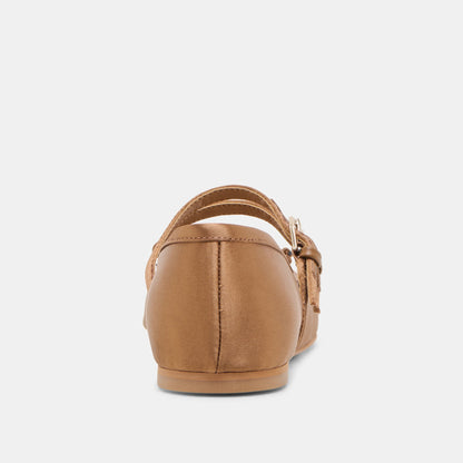 Dolce Vita Gibsen Mid Brown Satin Ballet Flats
