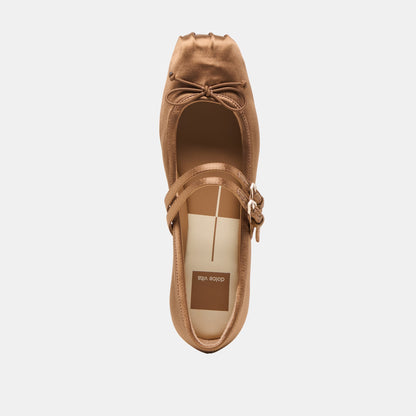 Dolce Vita Gibsen Mid Brown Satin Ballet Flats