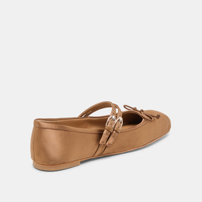 Dolce Vita Gibsen Mid Brown Satin Ballet Flats