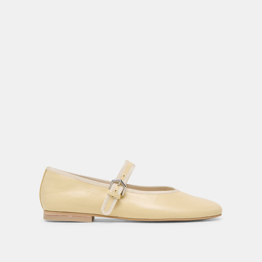 Dolce Vita Roslyn Light Yellow Leather Ballet Flats
