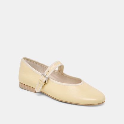 Dolce Vita Roslyn Light Yellow Leather Ballet Flats