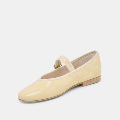 Dolce Vita Roslyn Light Yellow Leather Ballet Flats