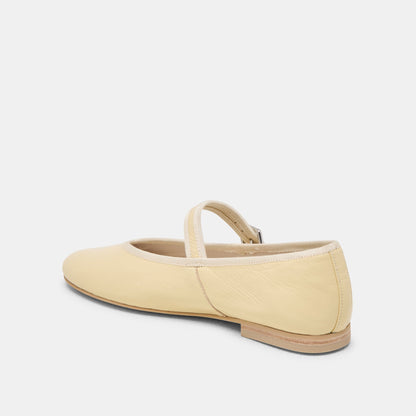 Dolce Vita Roslyn Light Yellow Leather Ballet Flats