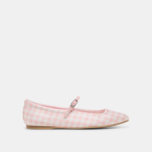 Dolce Vita Reyes X Byrdie Golf Pink Plaid Gingham Wide Ballet Flats