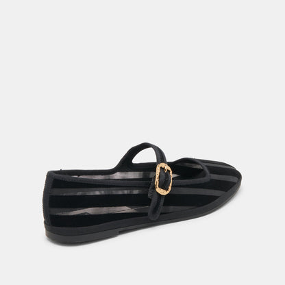 Dolce Vita TAMEKA BALLET FLATS BLACK STRIPE MESH