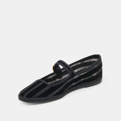 Dolce Vita TAMEKA BALLET FLATS BLACK STRIPE MESH