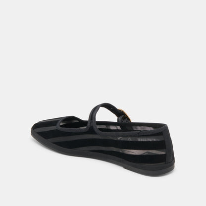 Dolce Vita TAMEKA BALLET FLATS BLACK STRIPE MESH