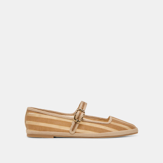 Dolce Vita TAMEKA BALLET FLATS TAN STRIPE MESH