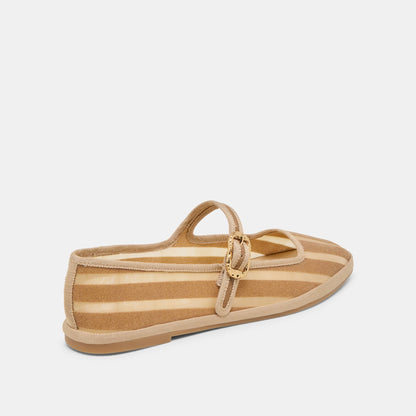 Dolce Vita TAMEKA BALLET FLATS TAN STRIPE MESH