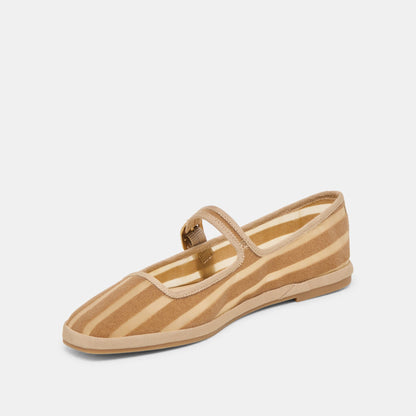 Dolce Vita TAMEKA BALLET FLATS TAN STRIPE MESH