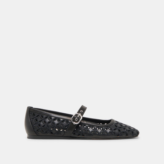 Dolce Vita RODNI EYELET PERF BALLET FLATS BLACK LEATHER