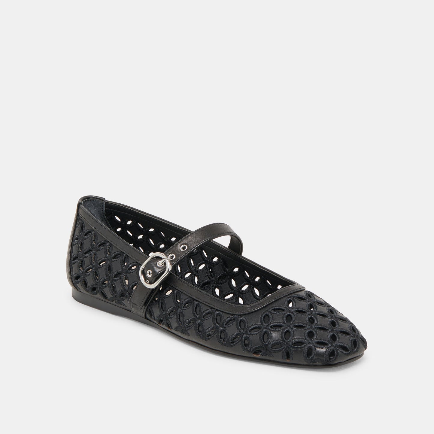 Dolce Vita RODNI EYELET PERF BALLET FLATS BLACK LEATHER
