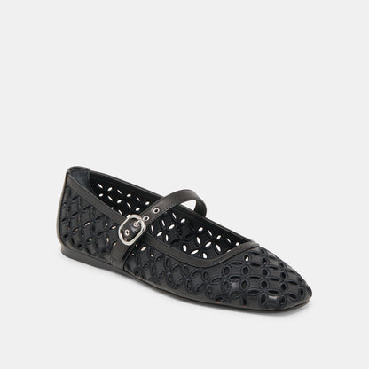 Dolce Vita RODNI EYELET PERF BALLET FLATS BLACK LEATHER