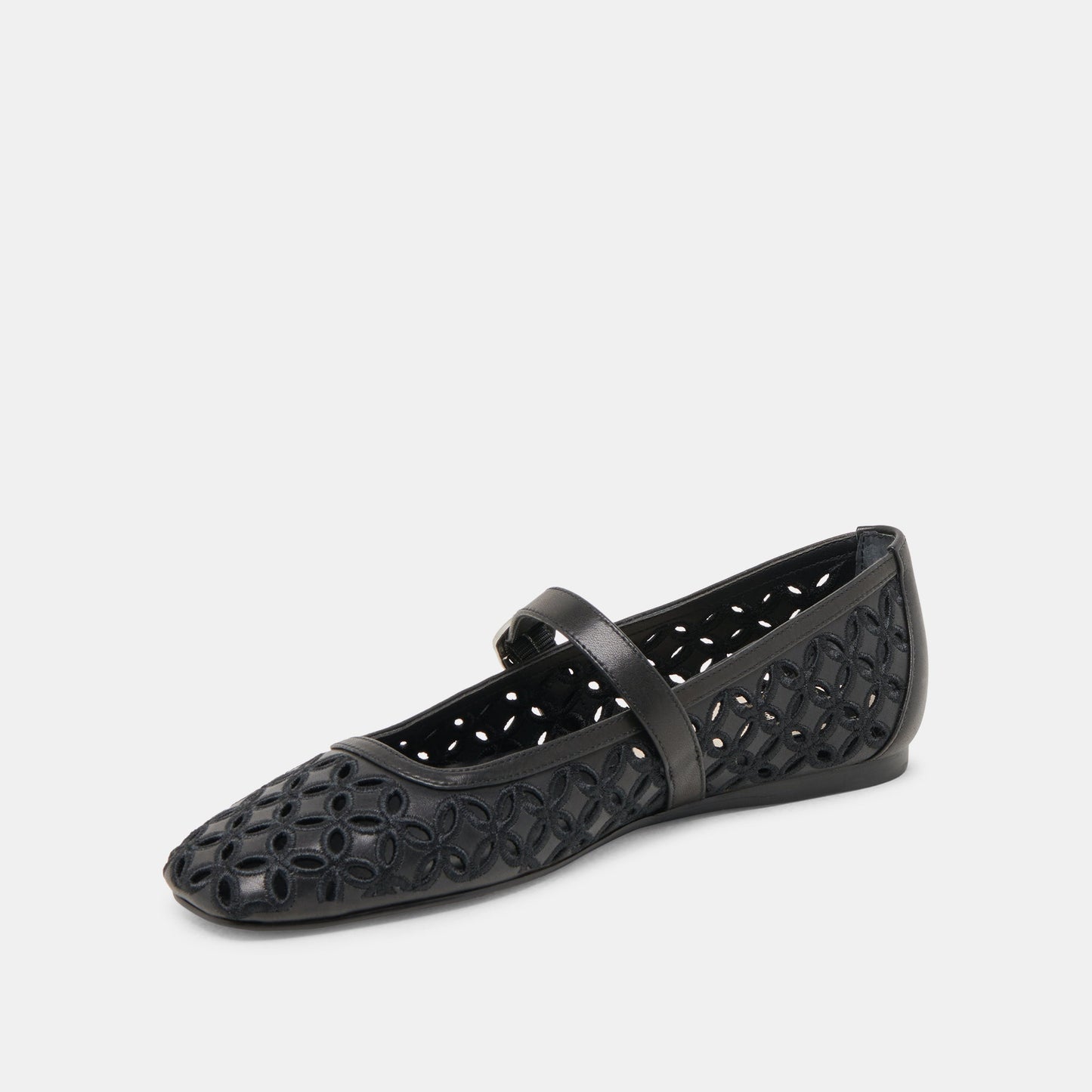 Dolce Vita RODNI EYELET PERF BALLET FLATS BLACK LEATHER