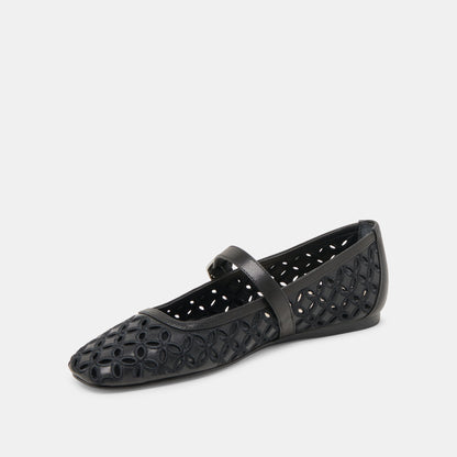 Dolce Vita RODNI EYELET PERF BALLET FLATS BLACK LEATHER