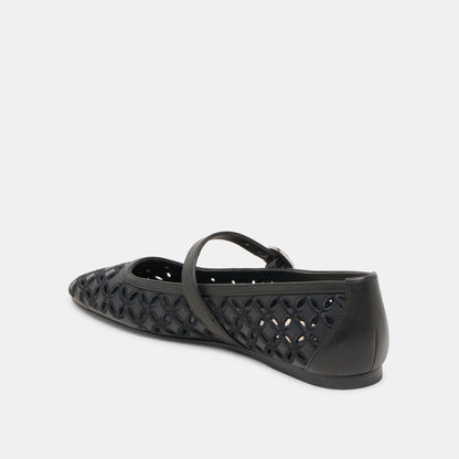 Dolce Vita RODNI EYELET PERF BALLET FLATS BLACK LEATHER