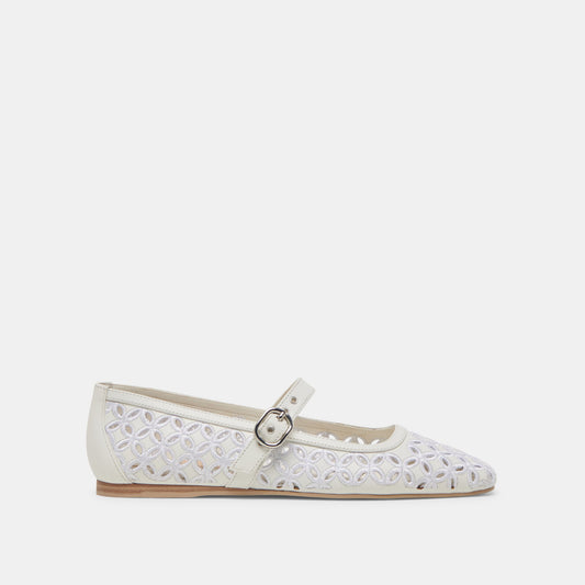 Dolce Vita RODNI EYELET PERF BALLET FLATS TRUE WHITE LEATHER