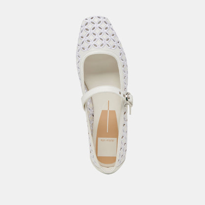 Dolce Vita RODNI EYELET PERF BALLET FLATS TRUE WHITE LEATHER