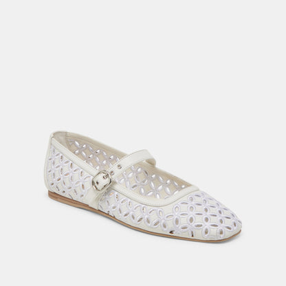 Dolce Vita RODNI EYELET PERF BALLET FLATS TRUE WHITE LEATHER