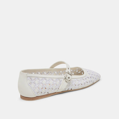 Dolce Vita RODNI EYELET PERF BALLET FLATS TRUE WHITE LEATHER