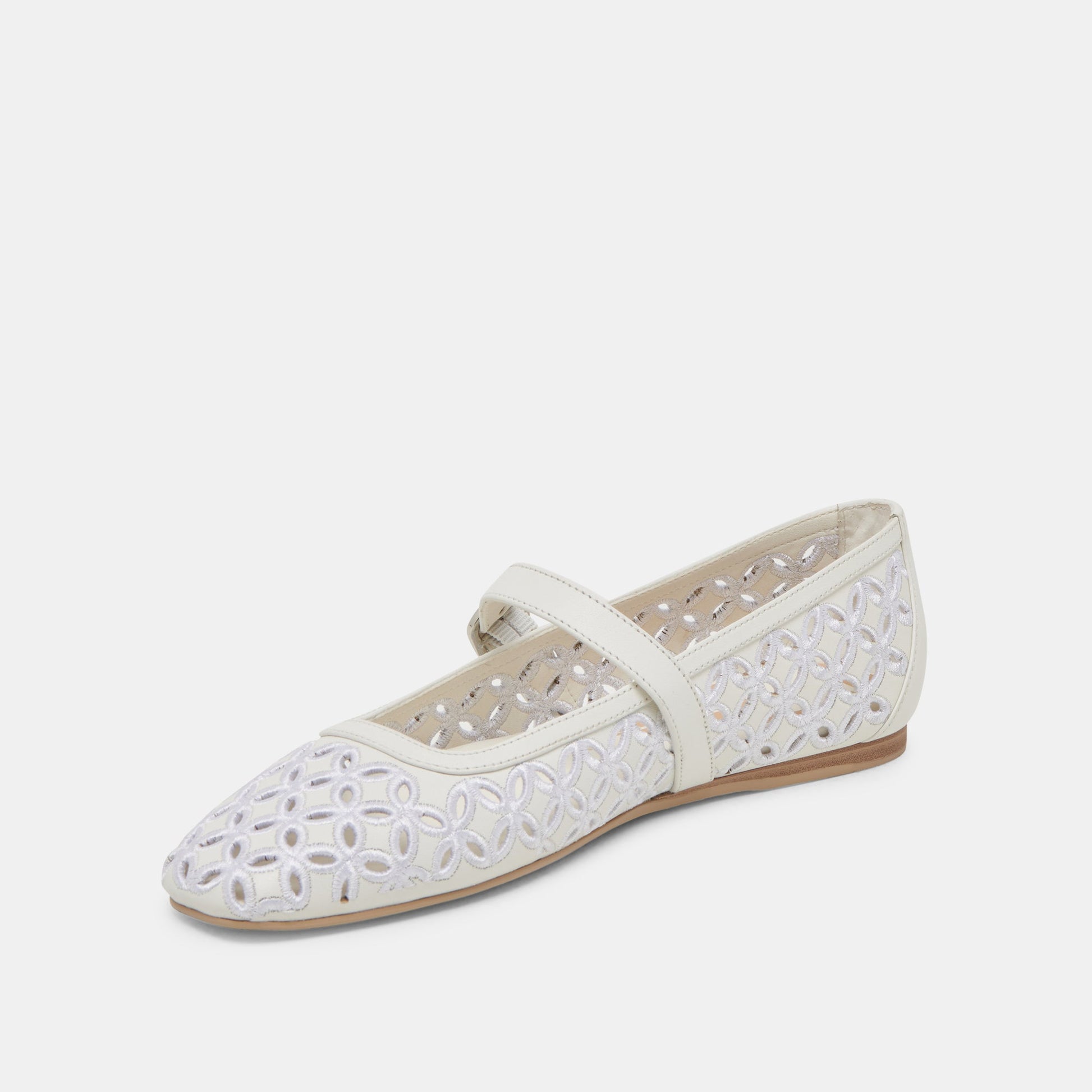 Dolce Vita RODNI EYELET PERF BALLET FLATS TRUE WHITE LEATHER