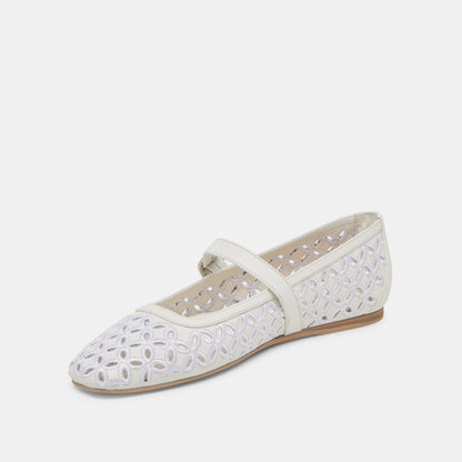 Dolce Vita RODNI EYELET PERF BALLET FLATS TRUE WHITE LEATHER