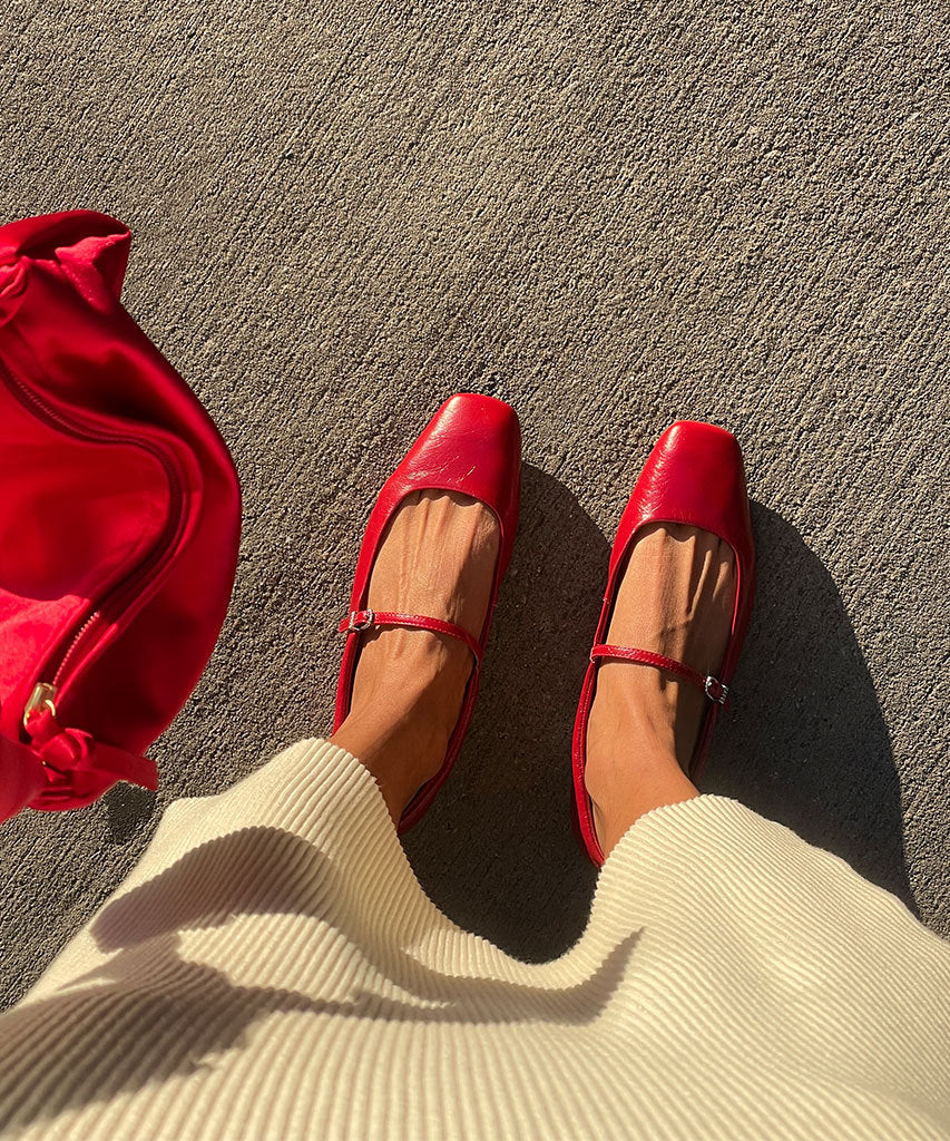 Dolce Vita Reyes Ballet Flats Red Crinkle Patent