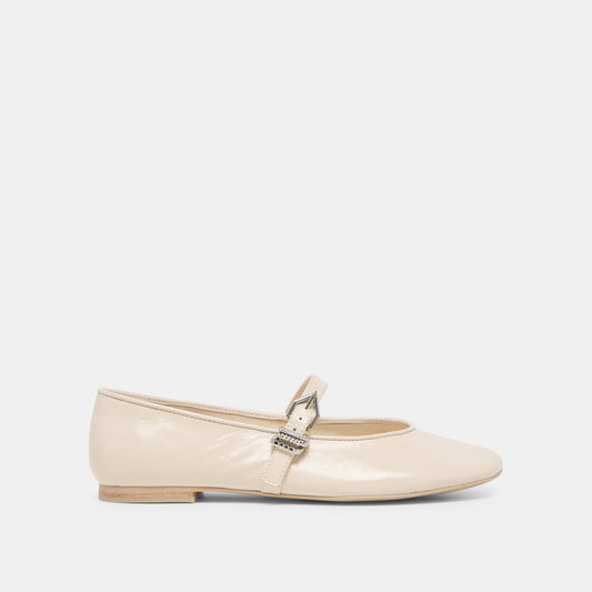 Dolce Vita Alizza Creme Crinkle Patent Ballet Flats