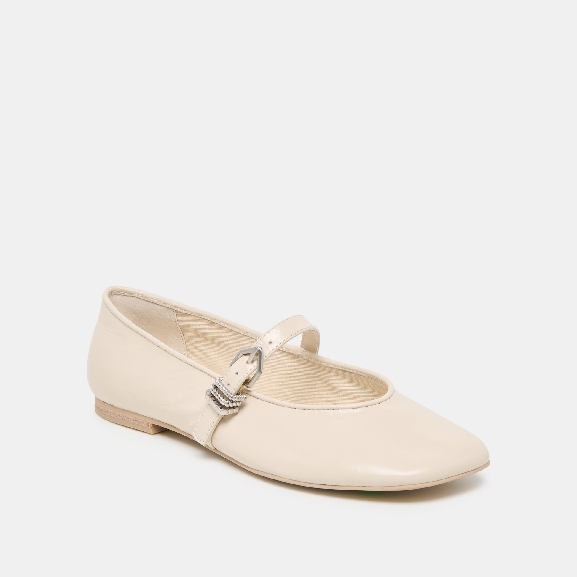 Dolce Vita Alizza Creme Crinkle Patent Ballet Flats