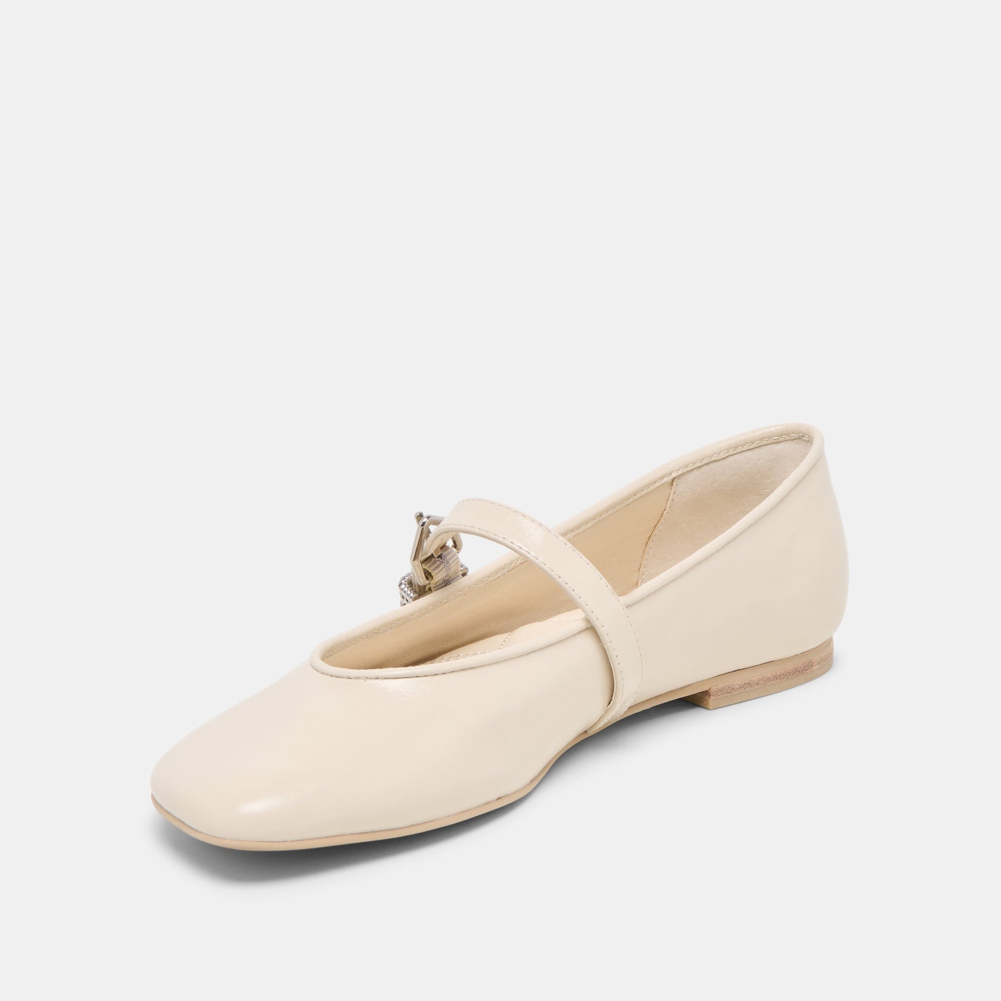 Dolce Vita Alizza Creme Crinkle Patent Ballet Flats